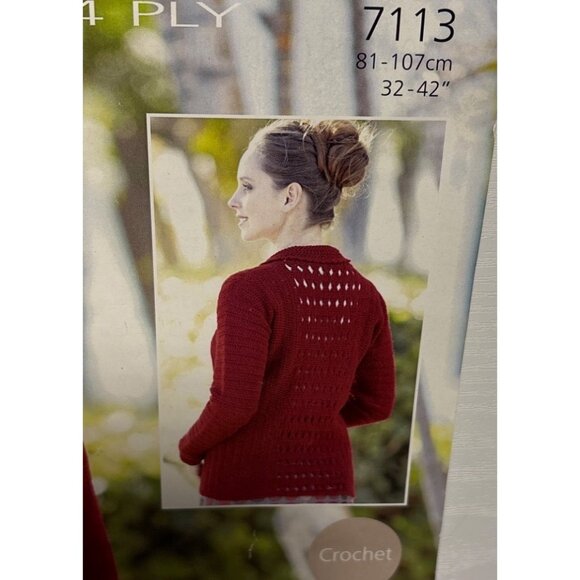 Sirdar Country Style 4 Ply Crochet Jacket Pattern 7113 Womens Sizes 81-107cm 32- - Picture 2 of 4